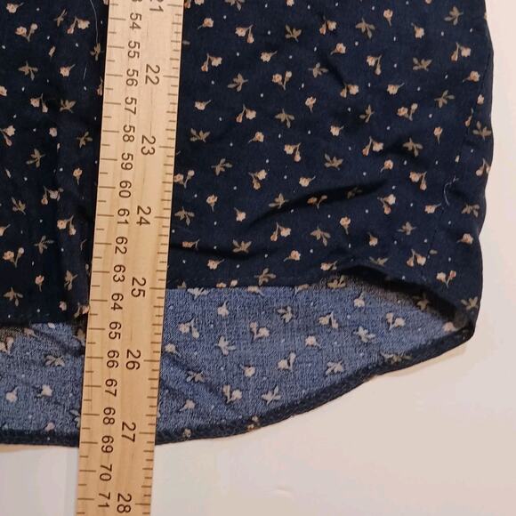 Route 66 Shirt Womens L Blue Floral Long Sleeve Button Up Shirt 100% Rayon - Picture 7 of 7